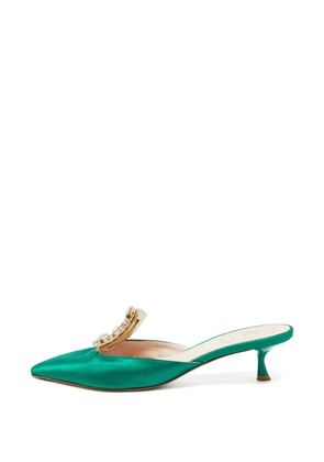 Roger Vivier Vintage RV Broche crystal-embellished mules - Green