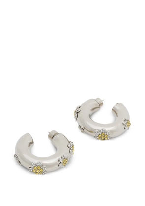 Marni yellow rhinestone-daisy hoop earrings - Silver