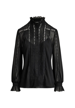 Lauren Ralph Lauren lace-trim pintucked blouse - Black