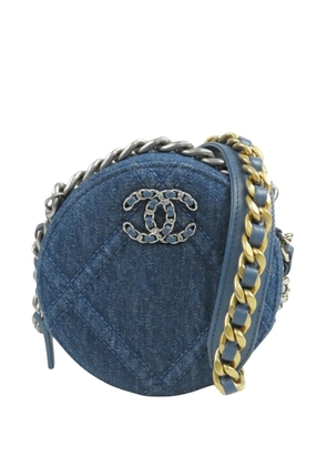 CHANEL Pre-Owned 2021 Denim 19 Round Clutch with Chain satchel - Blue