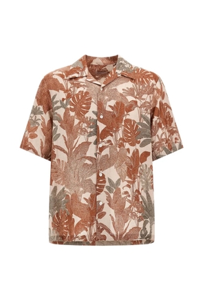 Herno tropical-print linen shirt - Orange