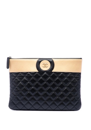 CHANEL Pre-Owned 2017-2018 CC Bicolor Quilted Lambskin clutch bag - Black
