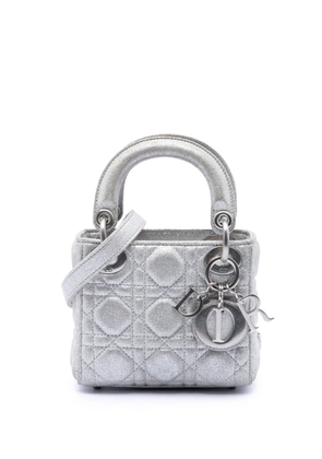 Christian Dior Pre-Owned 2019 Micro Metallic Calfskin Cannage Lady Dior satchel - Silver