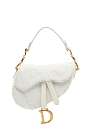 Christian Dior Pre-Owned 2020 Mini Oblique Embroidered Canvas Saddle Bag satchel - White