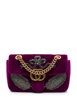 Gucci Pre-Owned 2016-2026 Small GG Marmont Matelasse Velvet Crystal Embellished shoulder bag - Purple