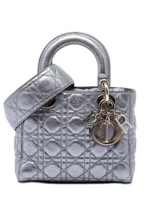 Christian Dior Pre-Owned 2017 Small Metallic Grained Calfskin Cannage Supple Lady Dior satchel - Silver