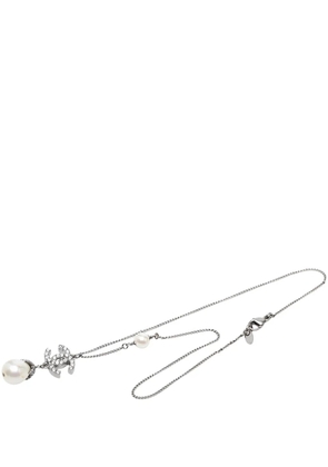 CHANEL Pre-Owned 2008 CC Brass Strass Faux Pearl Pendant Necklace costume necklace - Silver