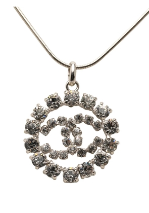 CHANEL Pre-Owned 2000 CC Brass Strass Pendant Necklace costume necklace - Silver