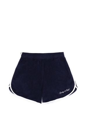 Sporty & Rich Signature logo-embroidered cotton shorts - Blue