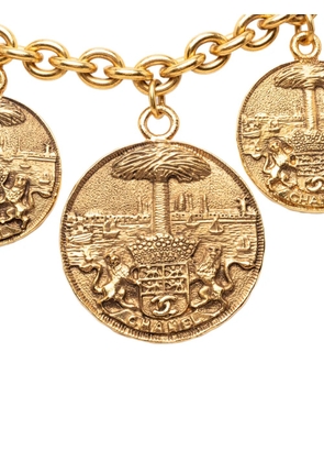 CHANEL Pre-Owned 1970-1980 CC Gold Plated Medallion Collar Necklace costume necklace