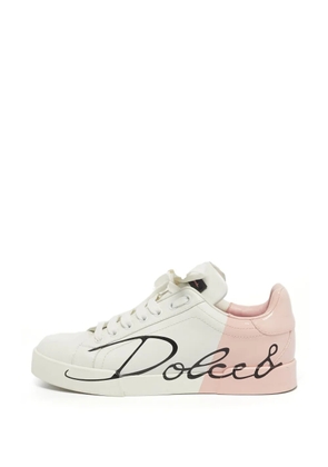 Dolce & Gabbana Pre-Owned Portofino script low-top sneakers - White