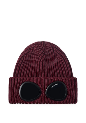 C.P. Company Goggle ribbed-knit beanie hat - Red