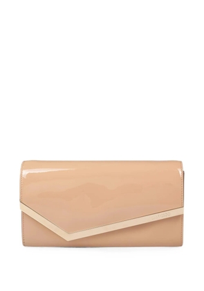 Jimmy Choo Emmie patent-leather clutch bag - Neutrals