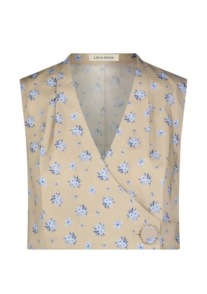 Lela Rose floral-print wrap top - Neutrals