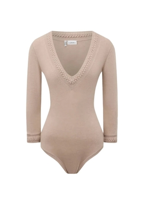 La Perla braid-trimmed V-neck bodysuit - Neutrals