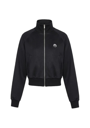 Marine Serre moon-logo zipped sweatshirt organic-cotton - Black