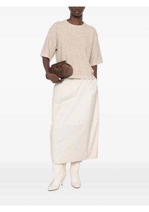 Fabiana Filippi sequin-embellished short-sleeve sweater - Neutrals