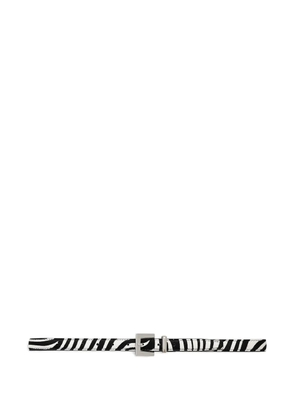 ANINE BING zebra-print square-buckle belt - Black