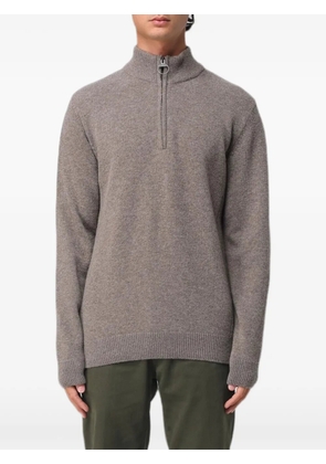 Barbour tartan-patch half-zip sweater - Brown