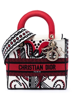 Christian Dior Pre-Owned 2021 Medium Embroidered Canvas Cupidon Lady D Lite satchel - White