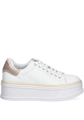 LIU JO rhinestone-embellished leather sneakers - White