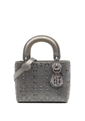 Christian Dior Pre-Owned 2019 Mini Satin Cannage Crystal Embellished Lady Dior satchel - Grey