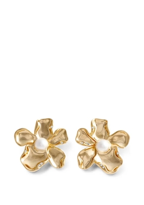 Self-Portrait faux-pearl flower earrings - Gold