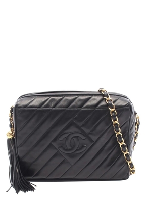 CHANEL Pre-Owned 1994-1996 CC Quilted Lambskin Tassel Camera Bag crossbody bag - Black