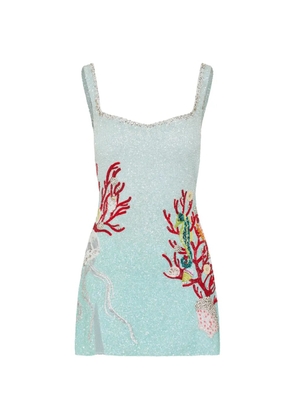 Clio Peppiatt Into The Ocean bead-embellished mini dress - Blue