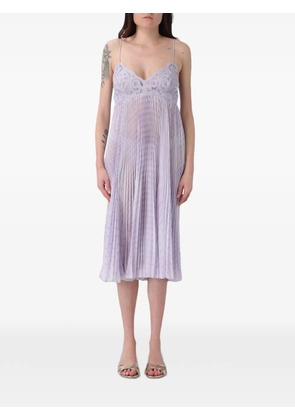 Ermanno Scervino lace-trimmed pleated midi dress - Purple