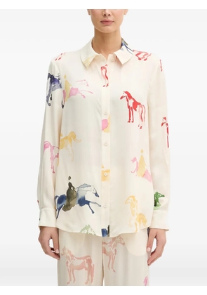 Stine Goya horse-print long-sleeve shirt - Neutrals