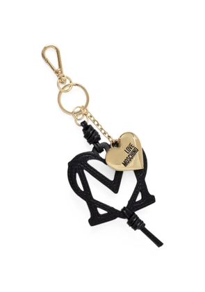 Love Moschino logo-pendant heart keyring - Black
