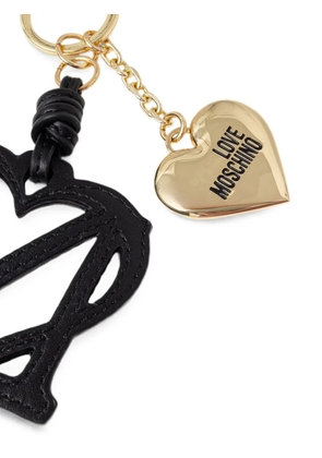 Love Moschino logo-pendant heart keyring - Black