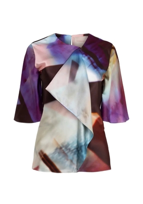 Roksanda Naiara printed silk short-sleeved blouse - Purple