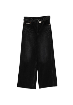 sacai wide denim pants - Black