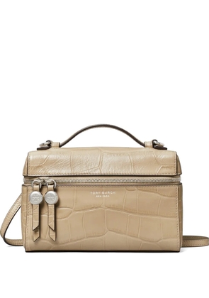 Tory Burch slim Romy croc-embossed top-handle bag - Neutrals
