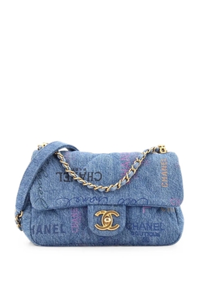 CHANEL Pre-Owned Denim Mood Flap Bag Logo Printed Quilted Denim Small crossbody bag - Blue