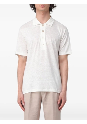 Eleventy short-sleeve linen polo shirt - White