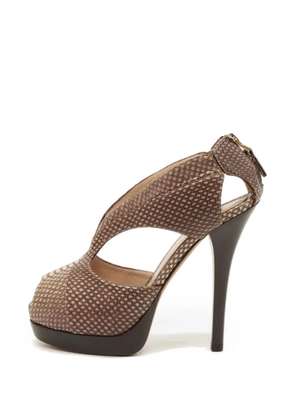 Fendi Pre-Owned python-texture cut-out sandals - Brown
