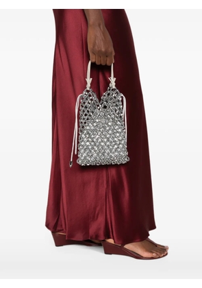 STAUD Karla beaded-mesh drawstring tote bag - Silver