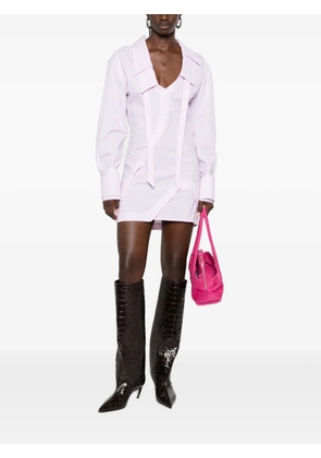 The Attico check-pattern asymmetric-button mini dress - Pink