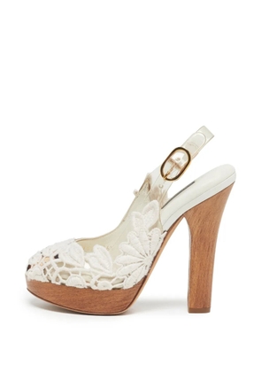 Dolce & Gabbana Pre-Owned floral-lace sandals - White