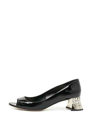 Miu Miu Pre-Owned Crystal-embellished peep-toe pumps - Black
