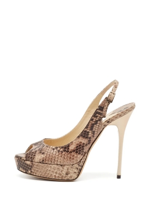 Jimmy Choo Pre-Owned Nova python-embossed slingback pumps - Neutrals