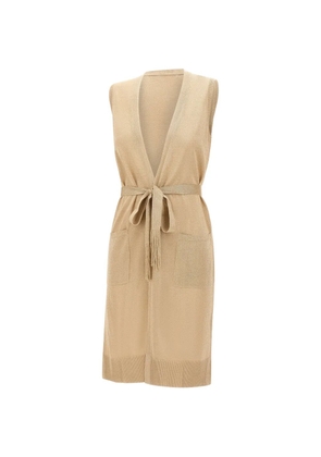 Kangra belted lurex-finish cardi-coat - Neutrals