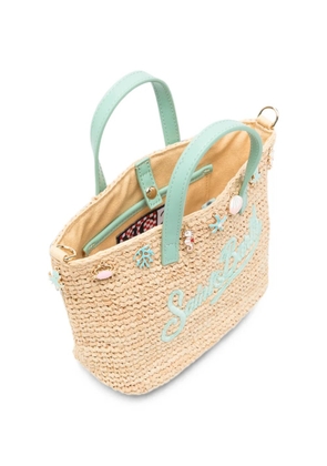 MC2 Saint Barth mini Raffia City charm-embellished tote bag - Neutrals