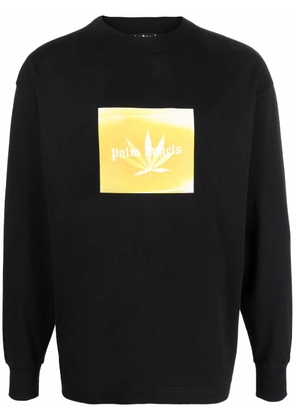 Palm Angels leaf-print crew-neck sweatshirt - Black