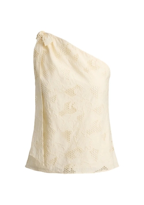 Lauren Ralph Lauren floral-eyelet one-shoulder blouse - Neutrals