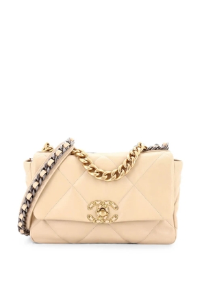 CHANEL Pre-Owned 19 Flap Bag Quilted Leather Medium crossbody bag - Neutrals