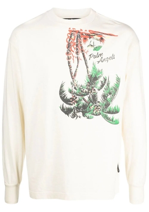 Palm Angels graphic-print long-sleeve sweatshirt - Neutrals